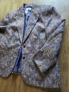Metallic Unique Fleur De Lis Paisley-Textured Blazer Sport Coat